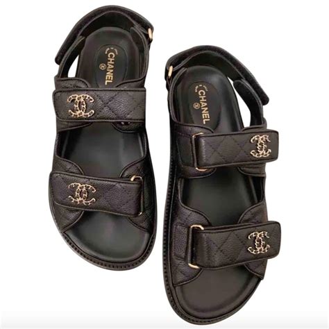 chanel black caviar dad sandals|Where to Find Chanel Sandals and Lookalikes — The Outlet.